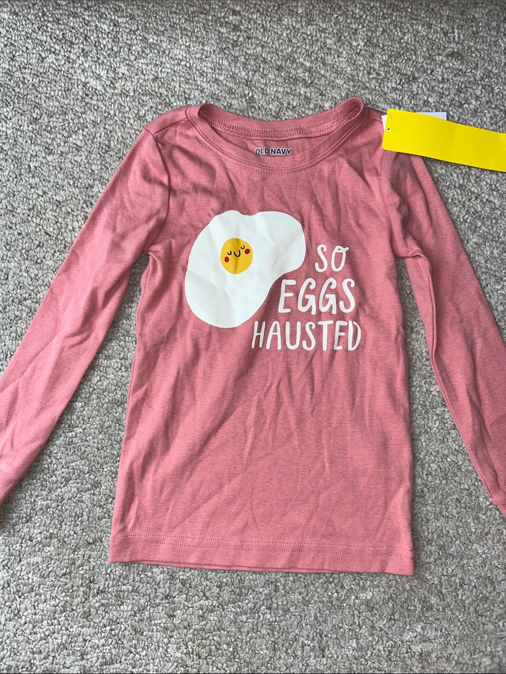 Old Navy Pink Long-Sleeve Tee with Cute Egg Graphic